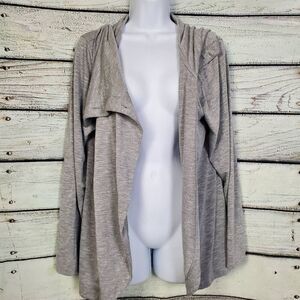 Maurices Women’s Gray Draped Open Front Cardigan Hoodie Long Sleeve Size 1X